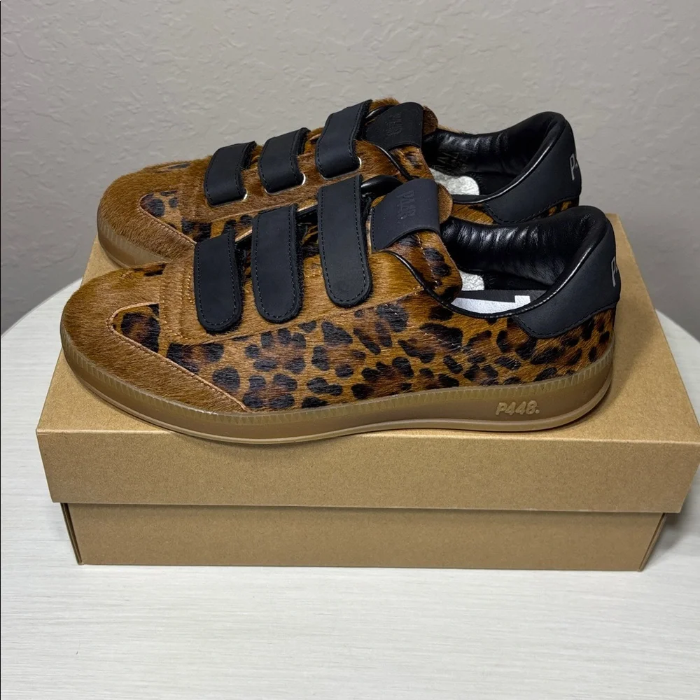 NIBox P448 Capri 2 Leo Dark Leopard Calf Hair Velcro Sneakers Size 38 - Picture 10 of 13